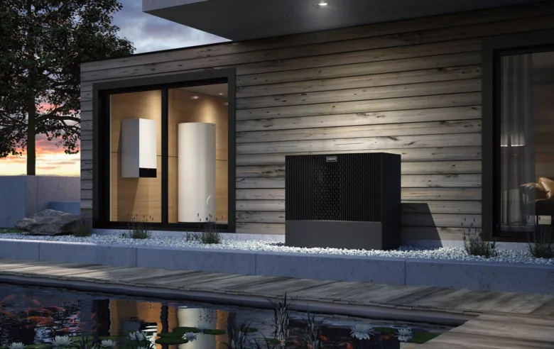 Heat pump outside house