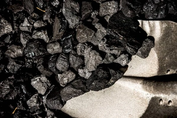 Coal pieces in shovel