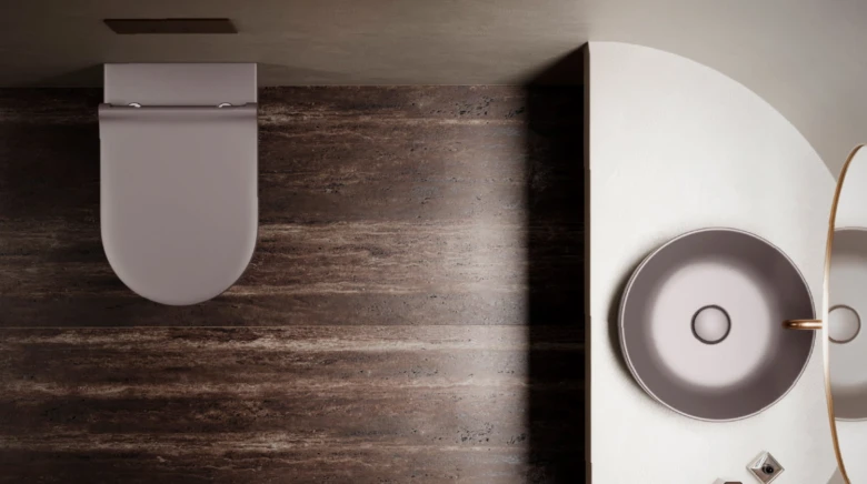Toilet and sink overhead view