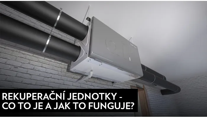 Rekuperátor s potrubím na zdi v interiéru