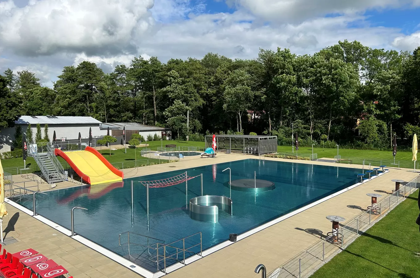 Outdoor swimming pool complex