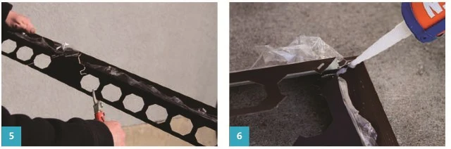 Práce na rekonstrukci balkonu - lepení kovového zábradlí.