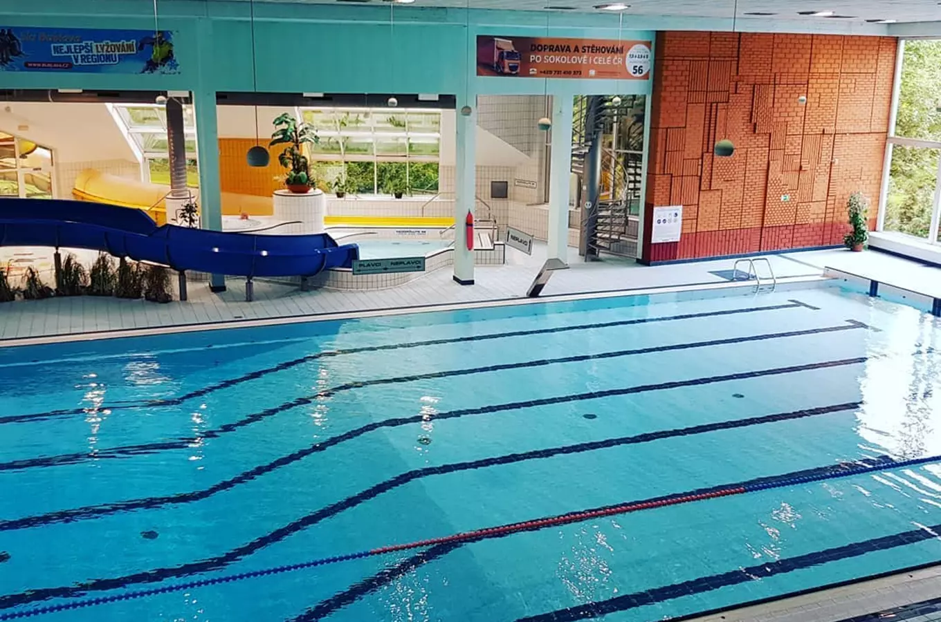 Indoor swimming pool with slide