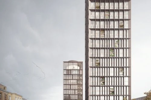 Moderní mrakodrapy v Ostravě s výraznou architekturou.