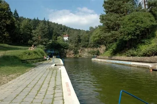 Přirozené koupání v rybníku obklopeném lesy na jižní Moravě