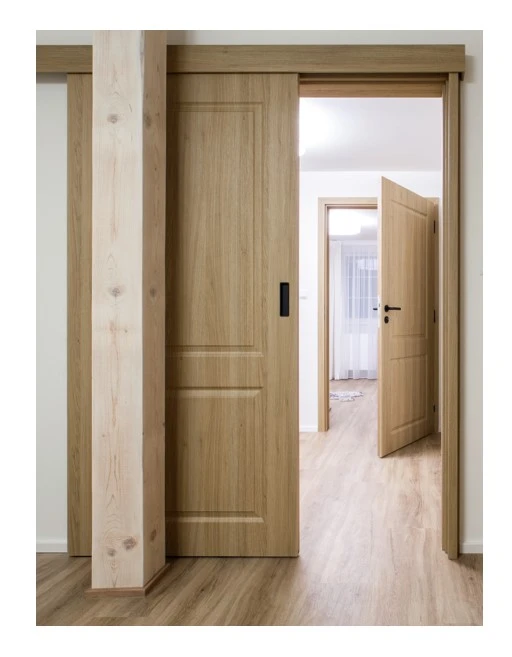Sliding wooden doors interior view