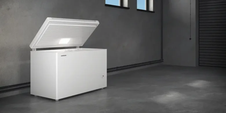 Chest freezer with open lid