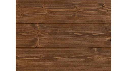 Hnědá venkovní lazura na dřevěné prkna s viditelnou kresbou.